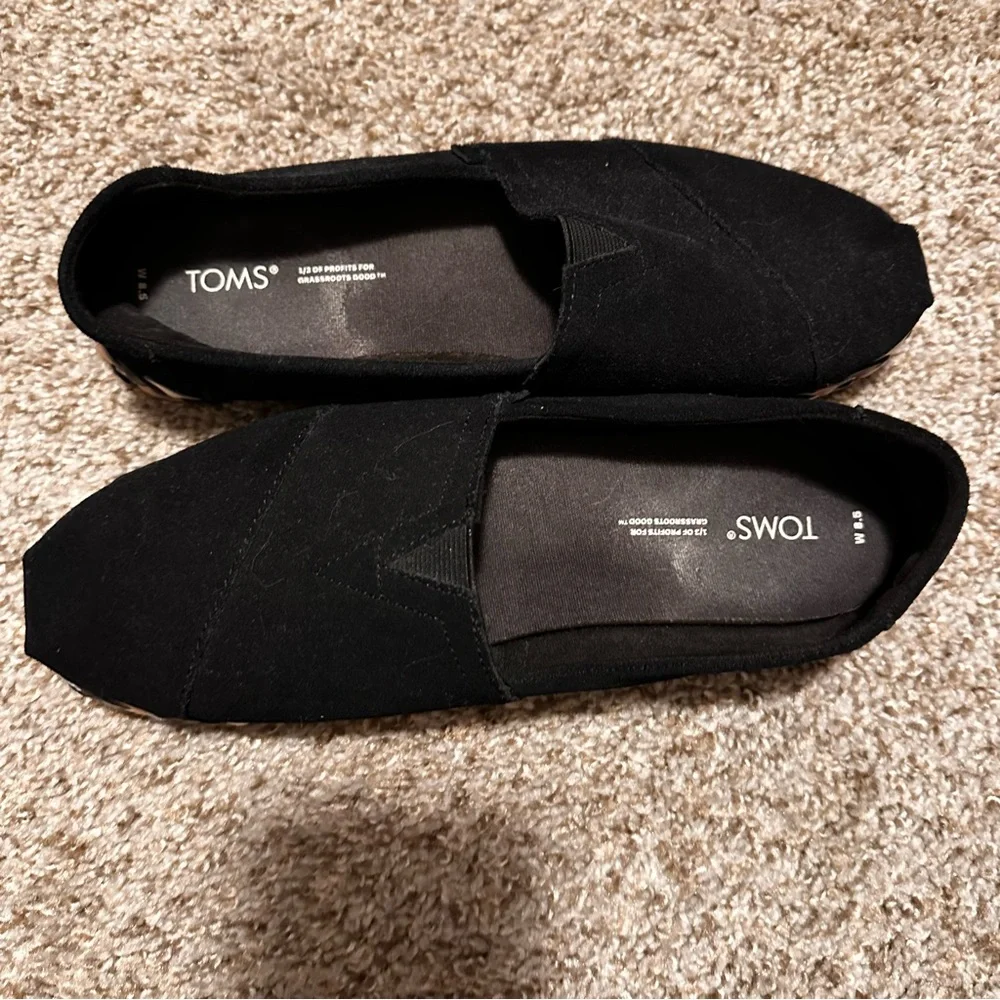 TOMS Alpargata Vetiver Black Suede Leather Slip-On Size 8.5 - Picture 8 of 9